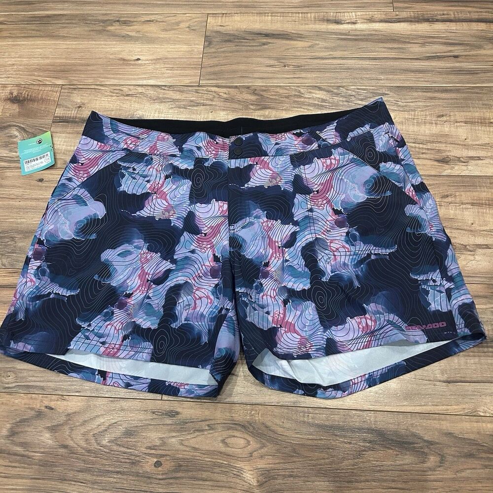 Speedo Women's Patterned Swim Coverup Shorts - Navy and Pink